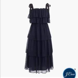 brand new tiered tie-shoulder dress in clip-dot